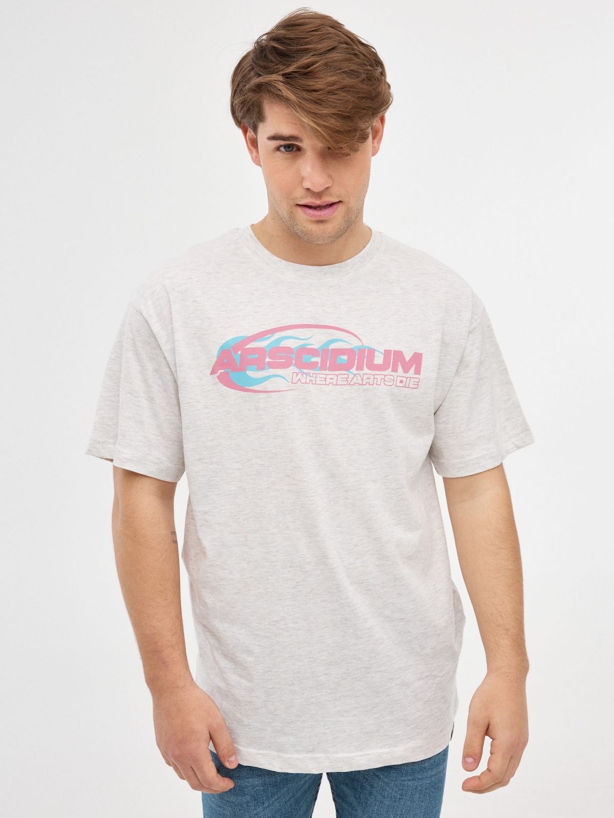 Camiseta Arscidium cinza vista meia frontal