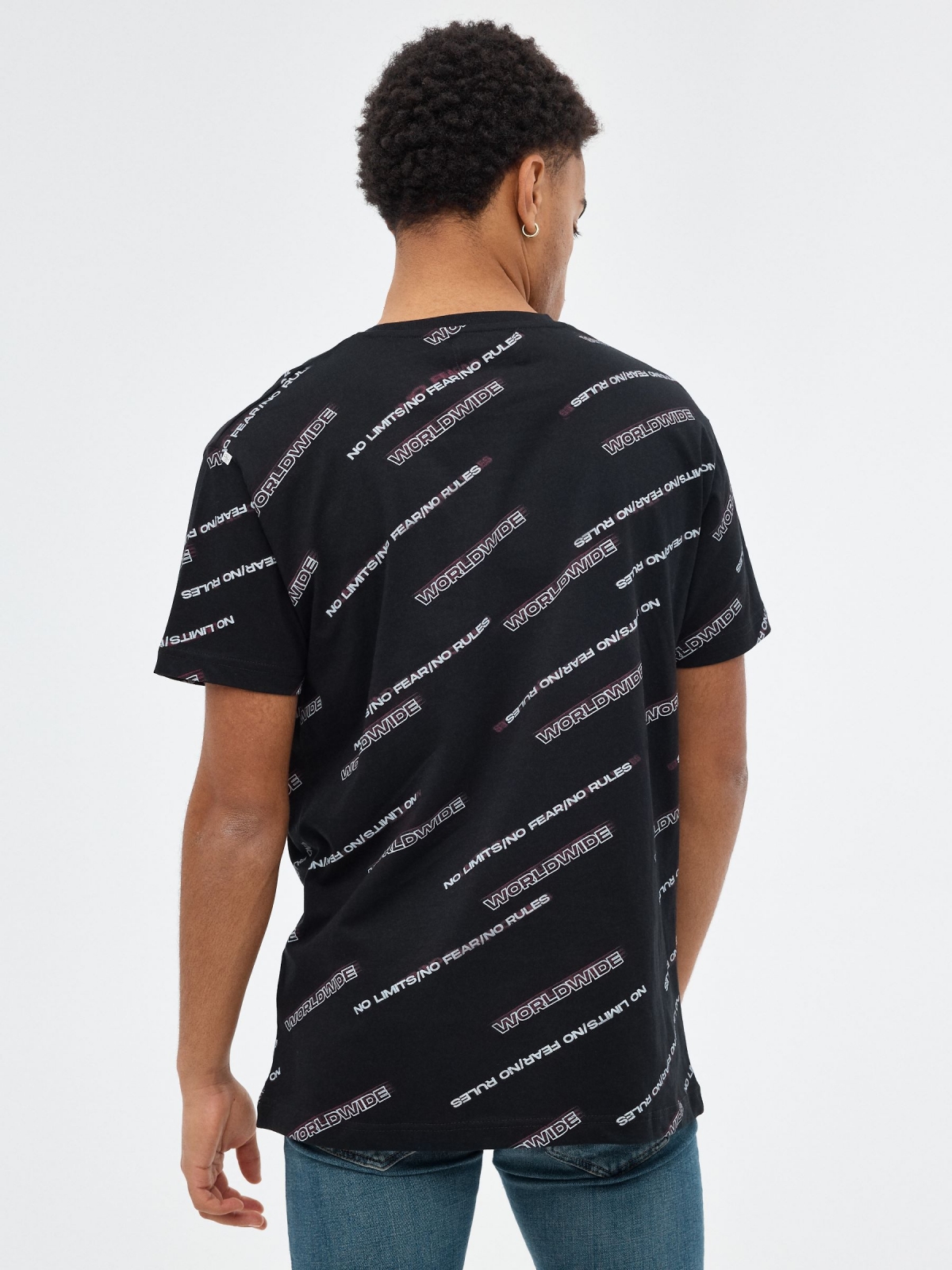 T-shirt mundial preto vista meia traseira