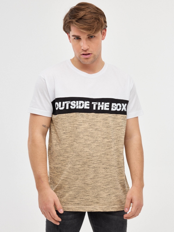 Outside T-shirt beige middle front view