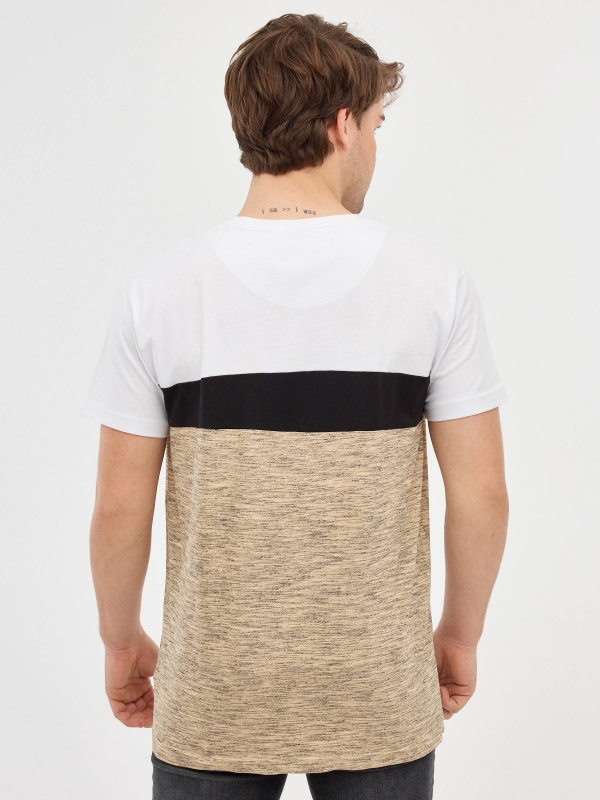 Outside T-shirt beige middle back view