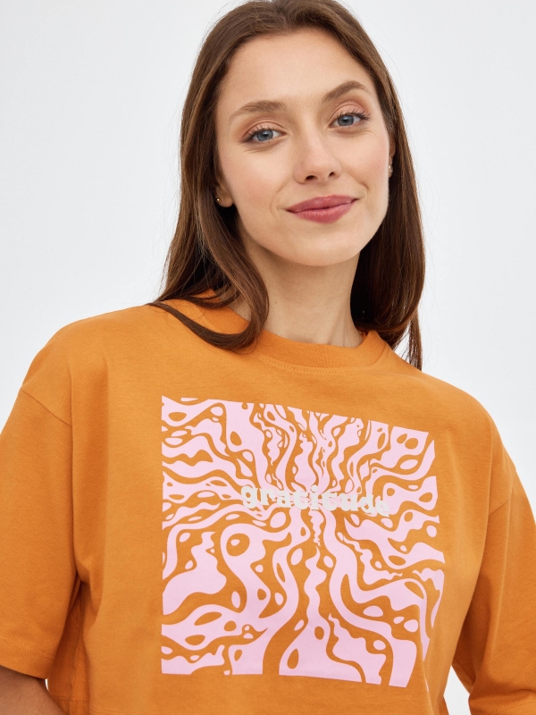 Gratitude crop top caldera orange detail view