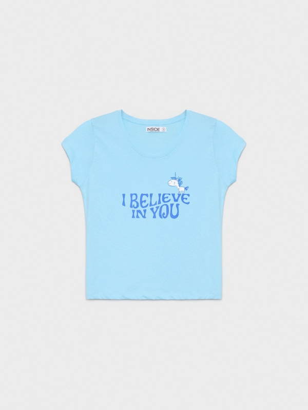  Camiseta I believe azul claro