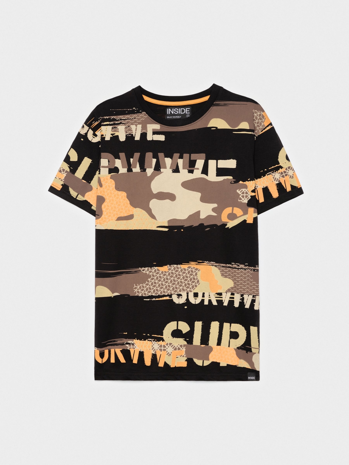  T-shirt de camuflagem de impressão preto