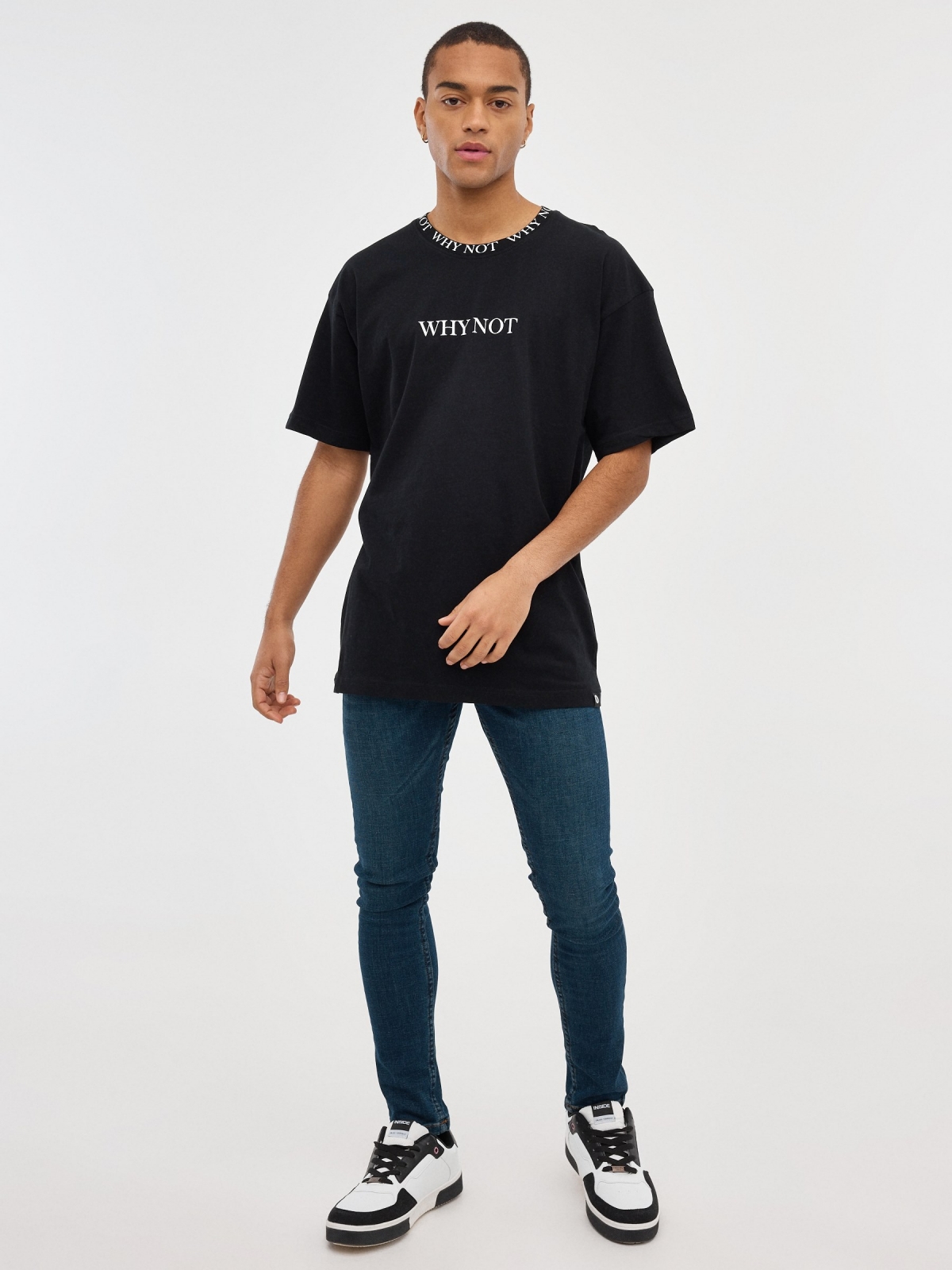 Why Not T-shirt preto vista geral frontal