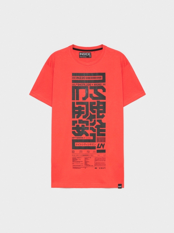  Japanese style black T-shirt red