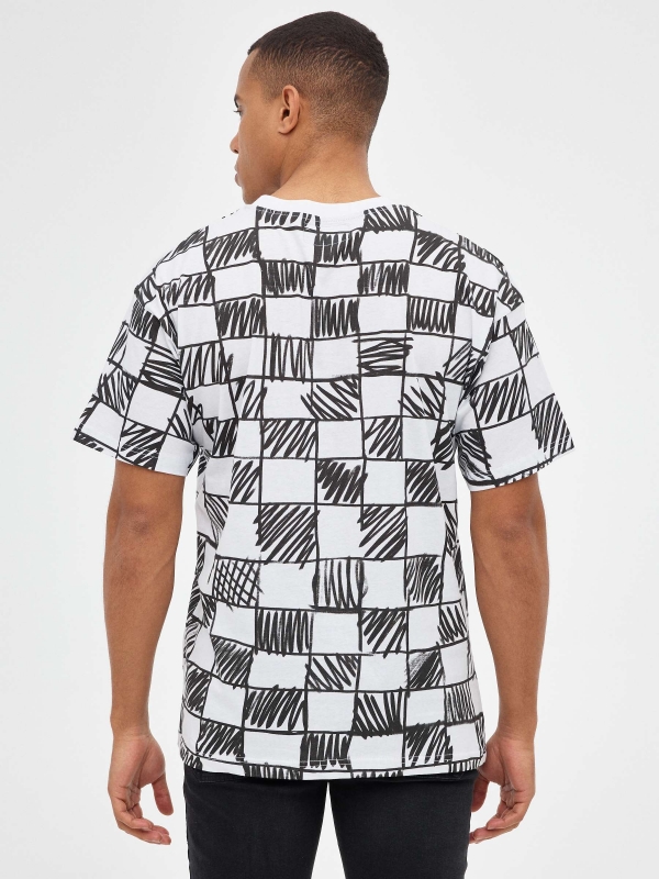 Black and white checkered t-shirt black middle back view