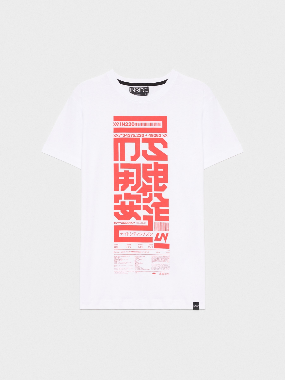  Japanese style black T-shirt white