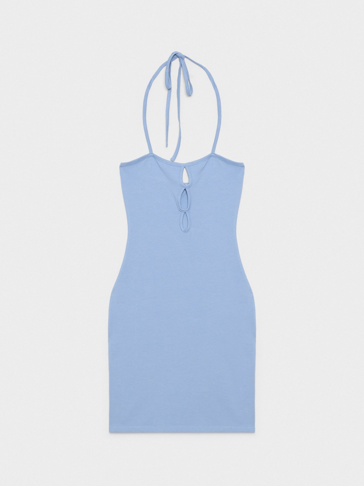  Mini-vestido de cabresto azul azul aço