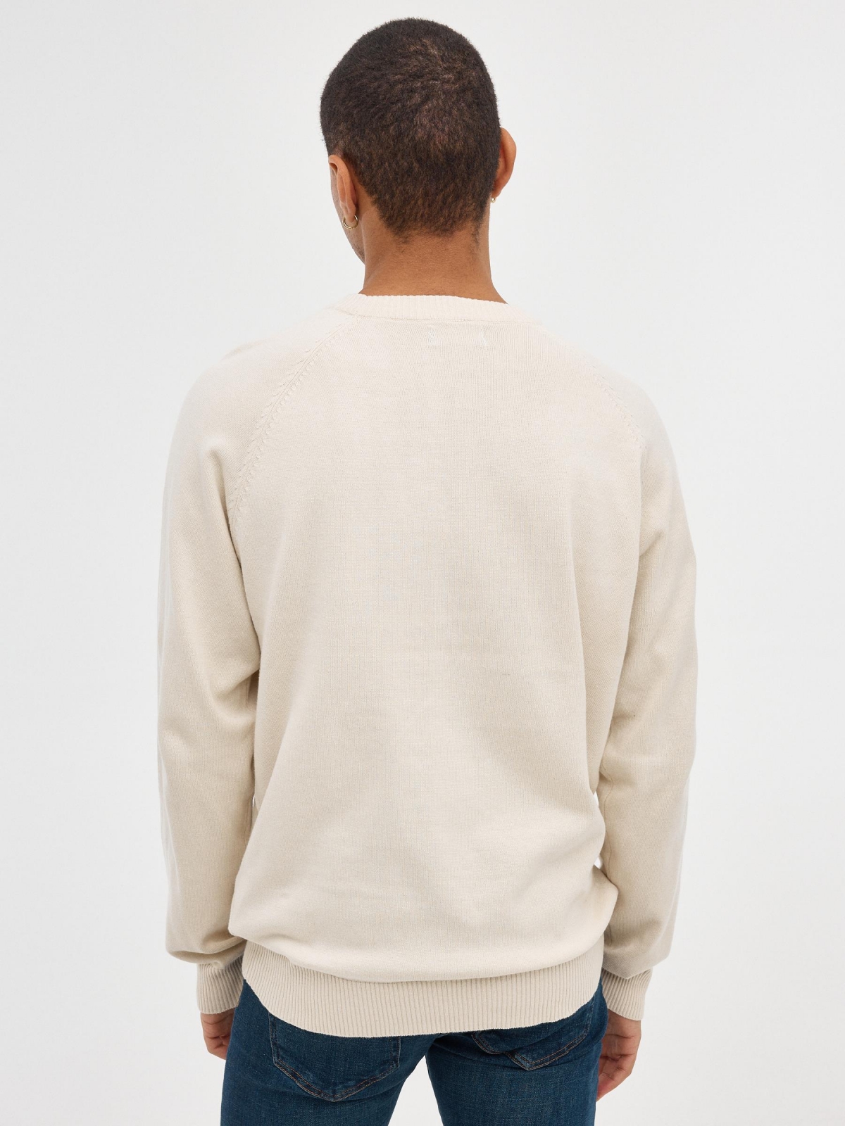 Basic Round Pullover off white middle back view