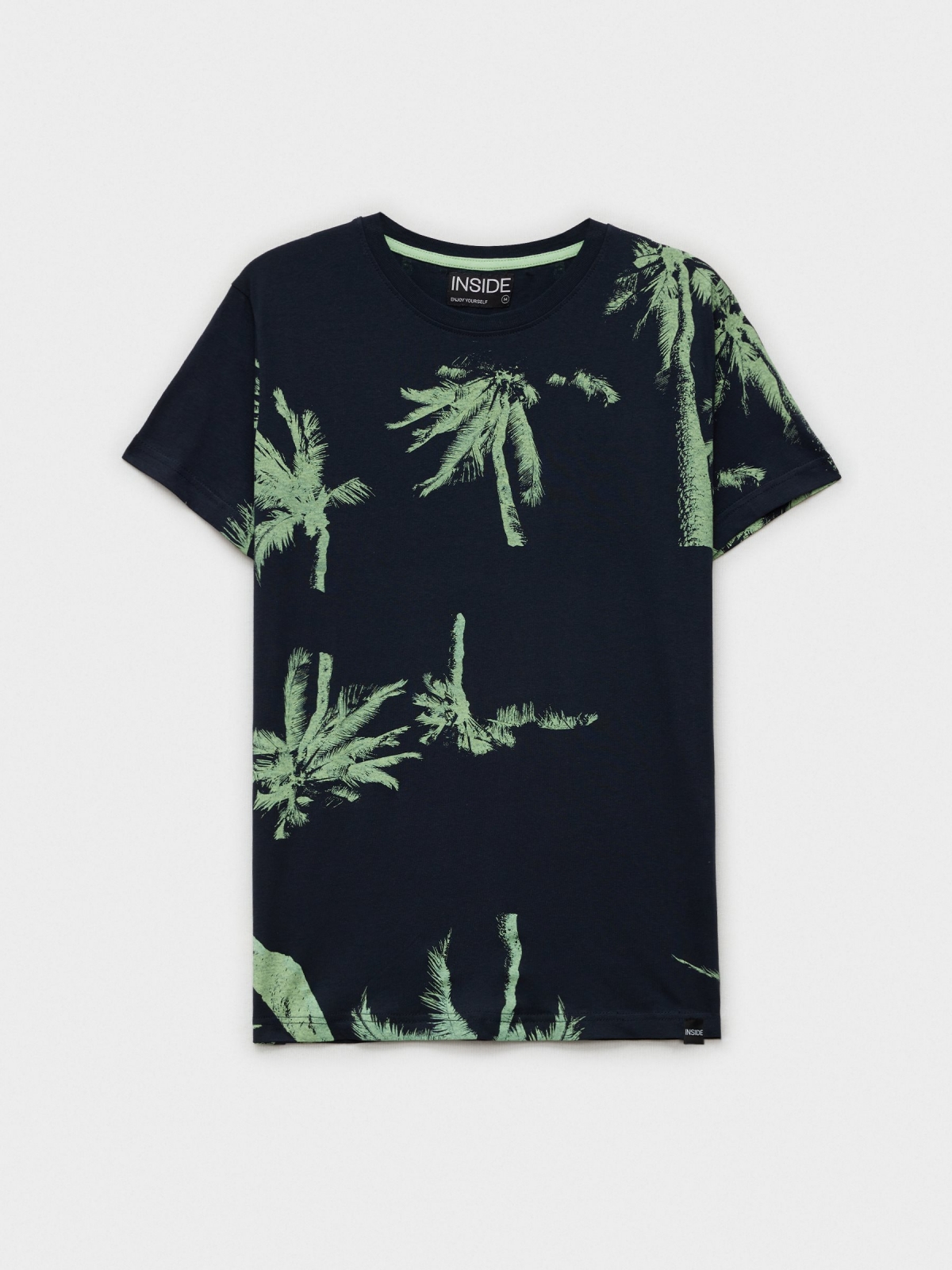  T-shirt com estampa de palmeira azul marinho