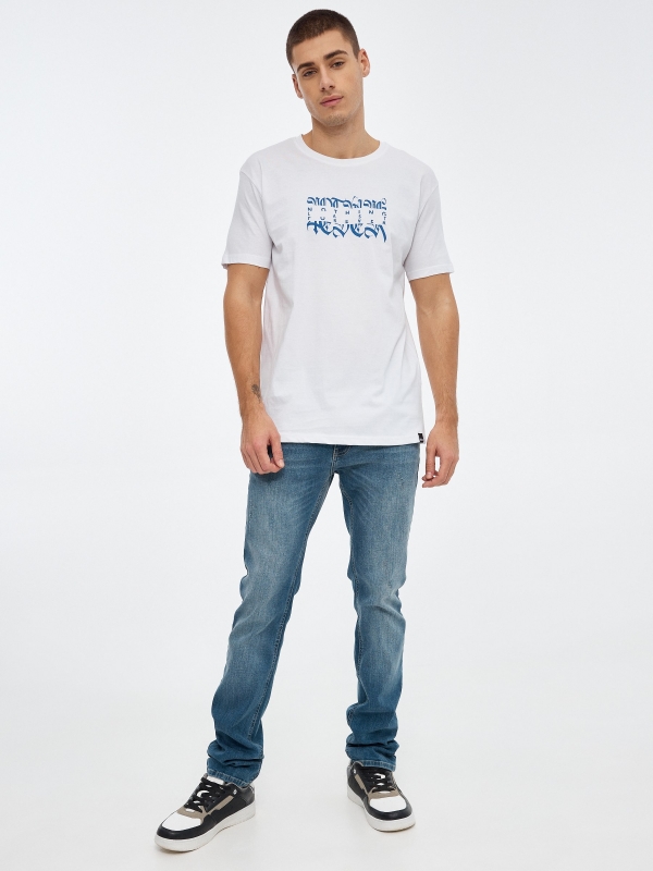 T-shirt  impresso branco vista geral frontal