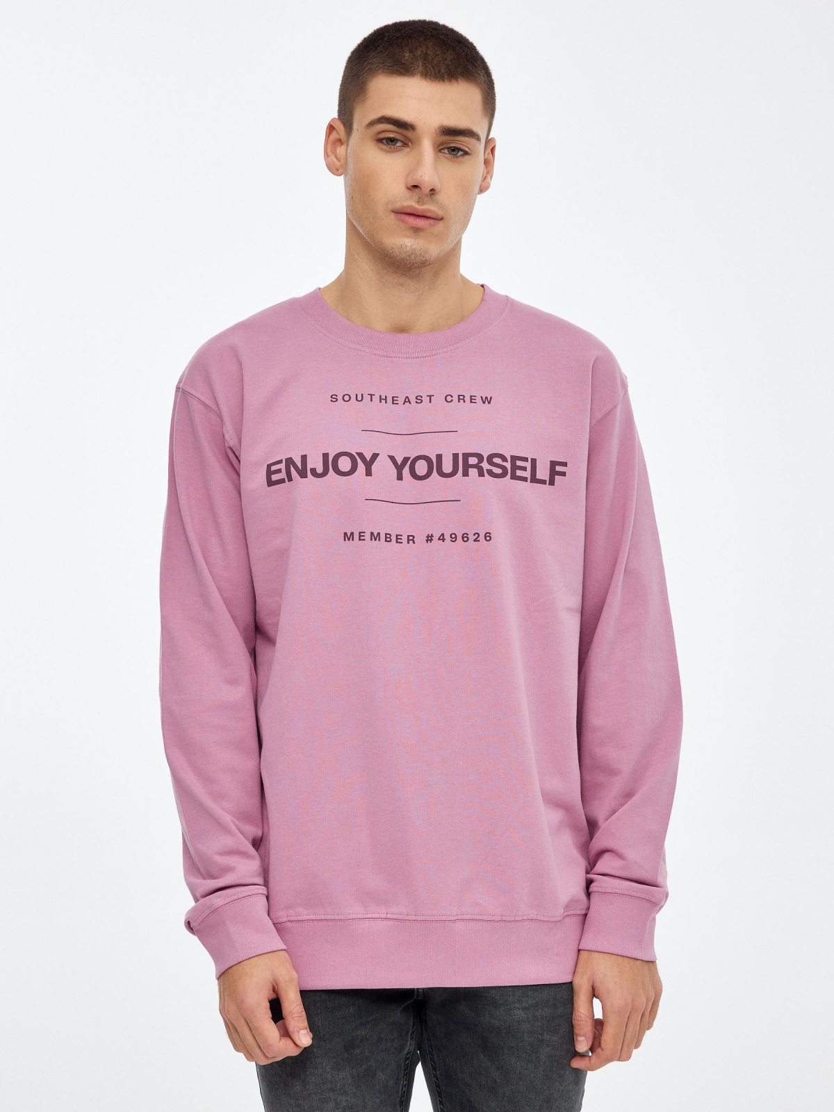 Enjoy Yourself basic Sweatshirt pink middle front view