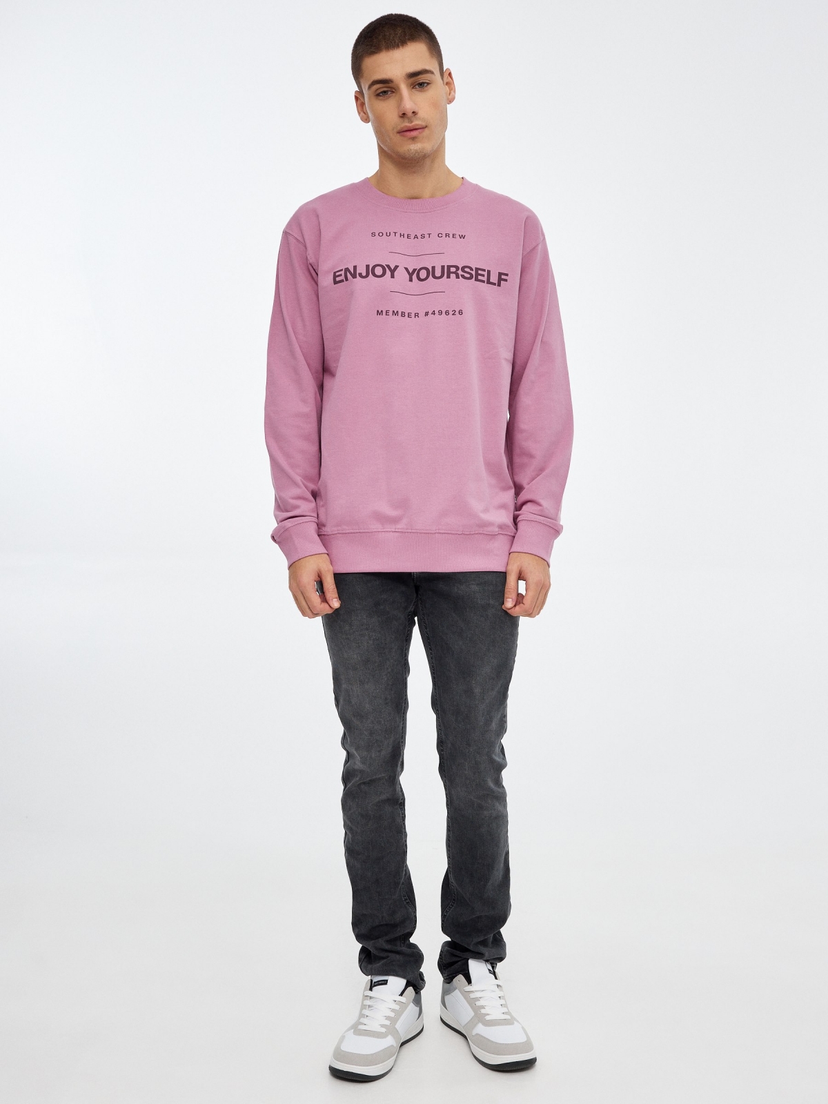 Enjoy Yourself basic Sweatshirt pink front view