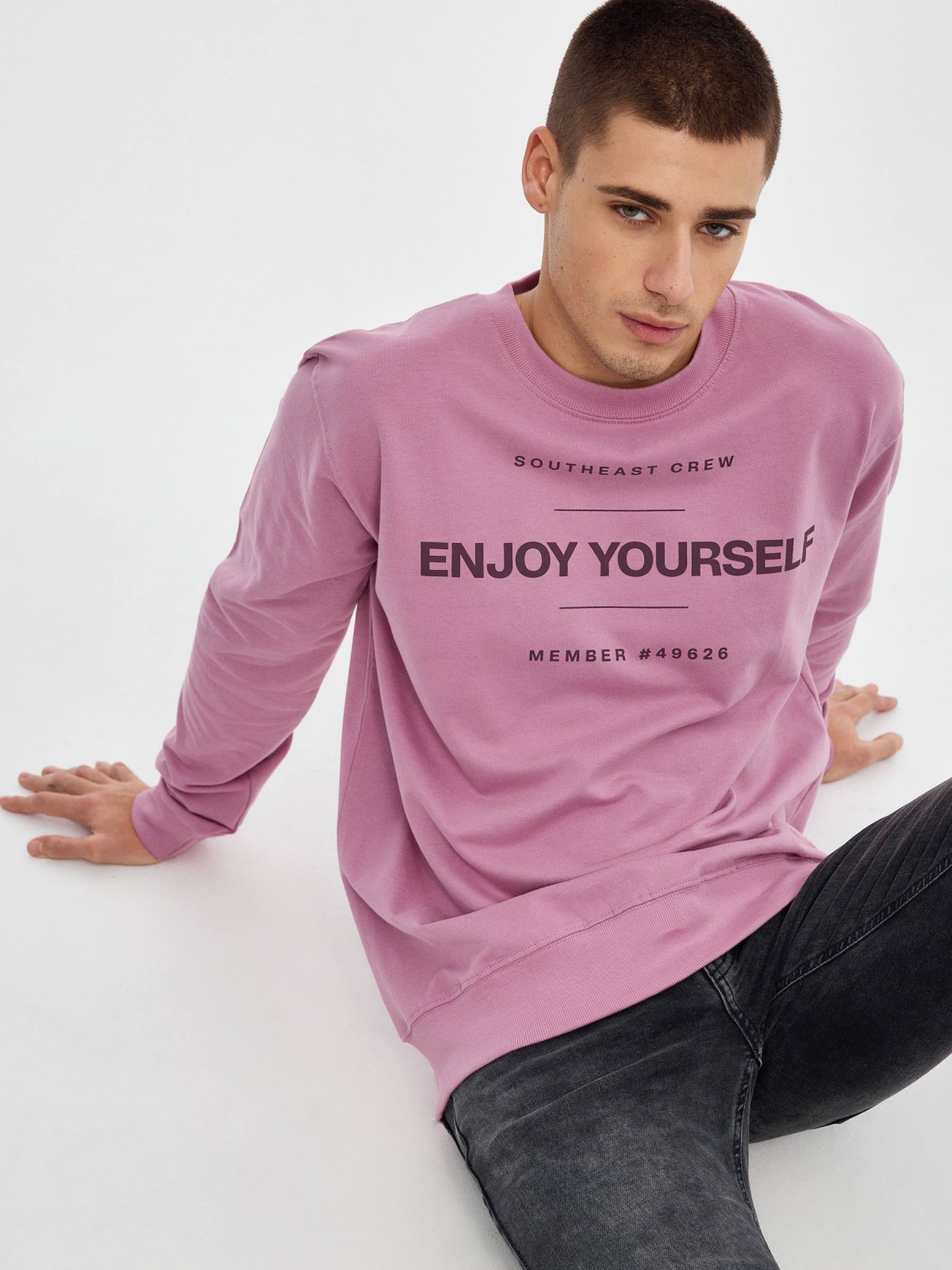 Enjoy Yourself camisola básica rosa vista detalhe