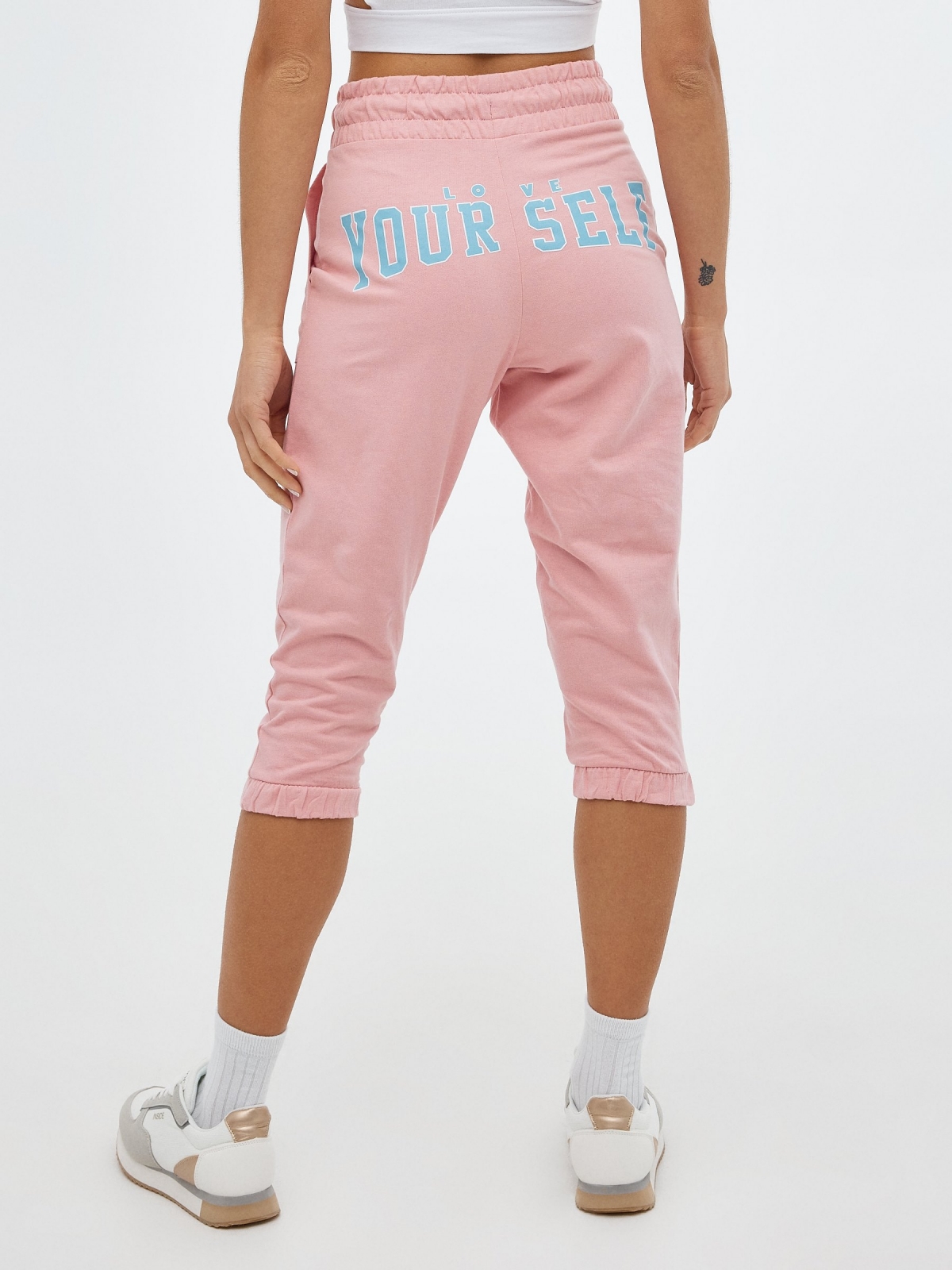Pantalón jogger de felpa rosa claro vista general frontal
