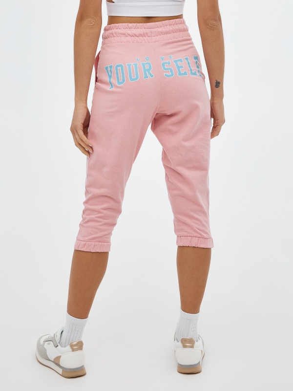 Plush jogger pants light pink front view