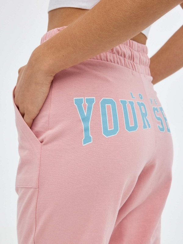 Plush jogger pants light pink foreground