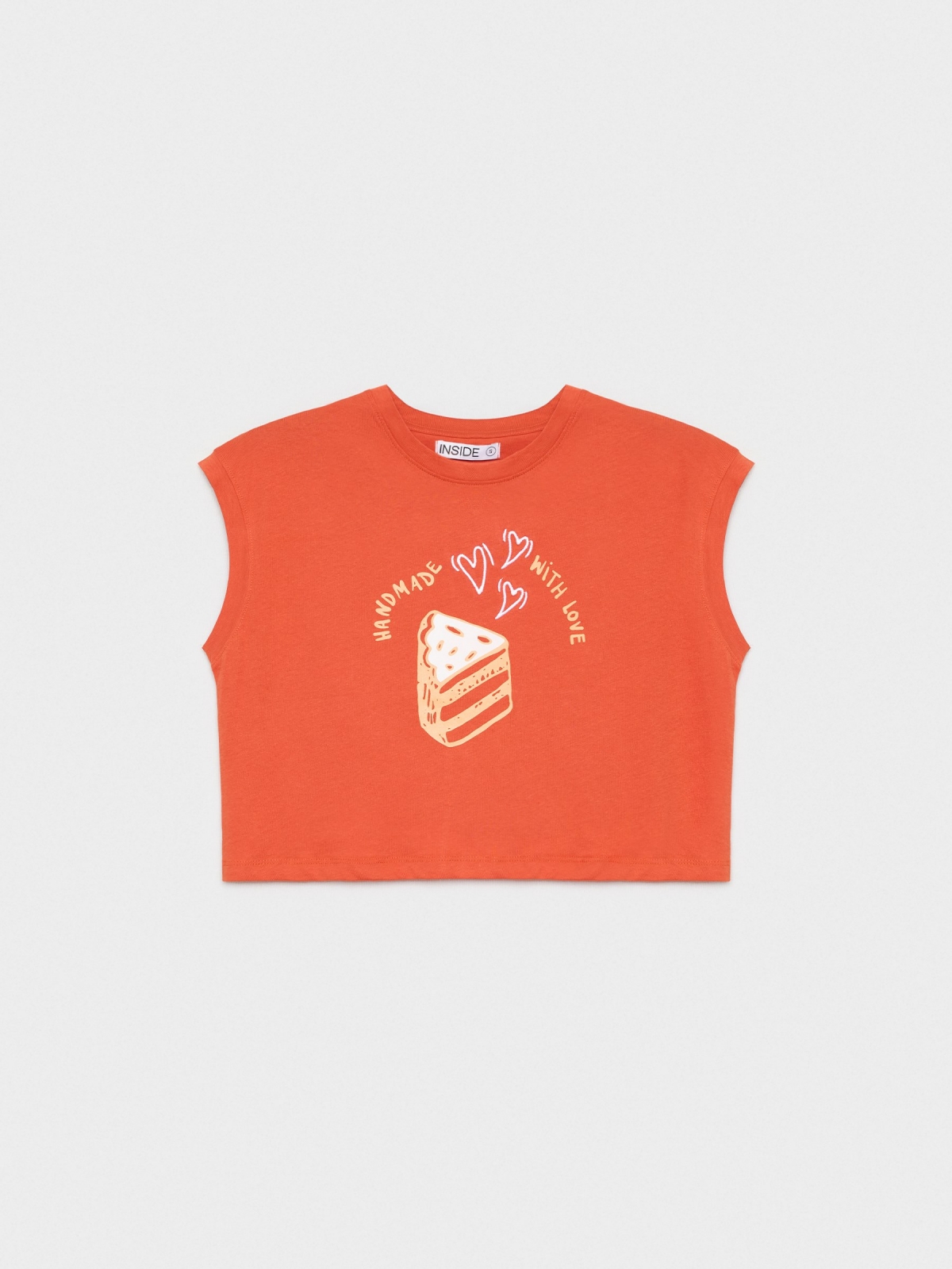  Camiseta naranja gráfico teja