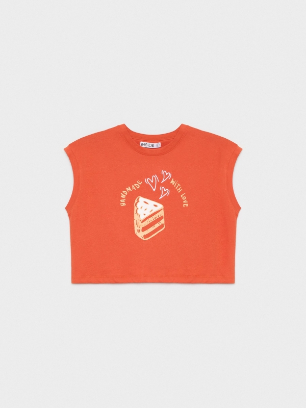  Camiseta naranja gráfico teja