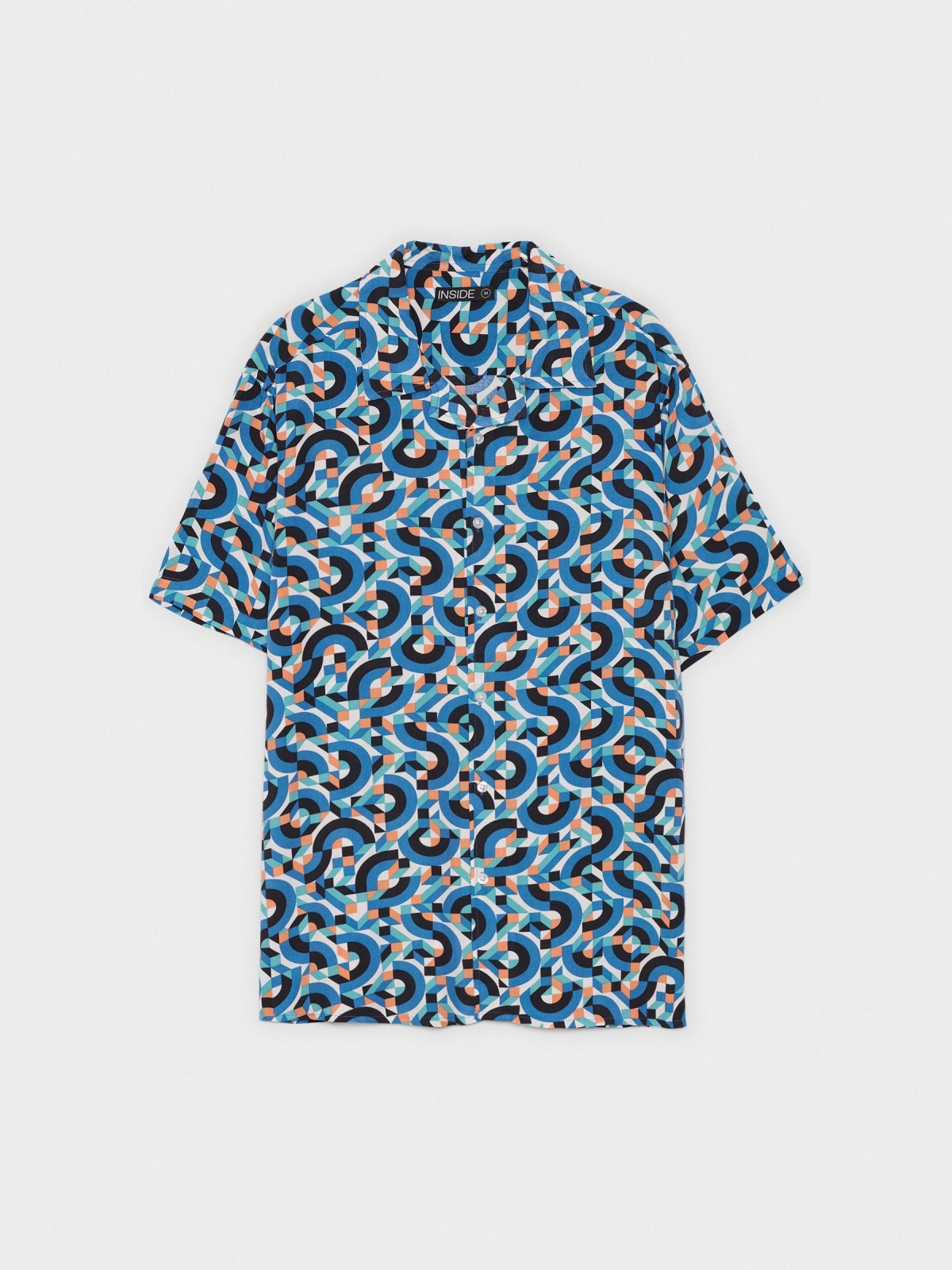  Camisa print geométrico azul