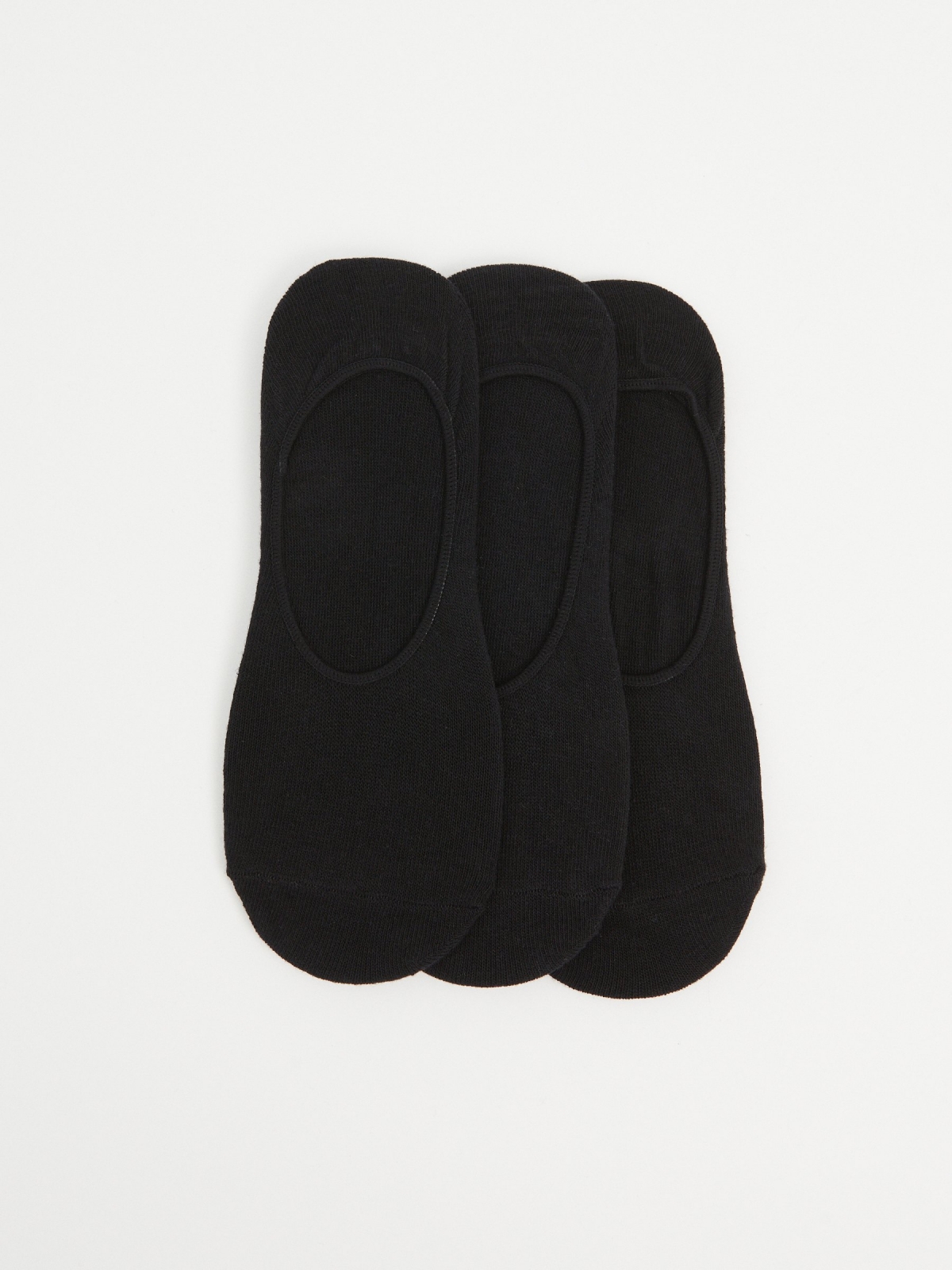 Pack of 3 black invisible socks black front view