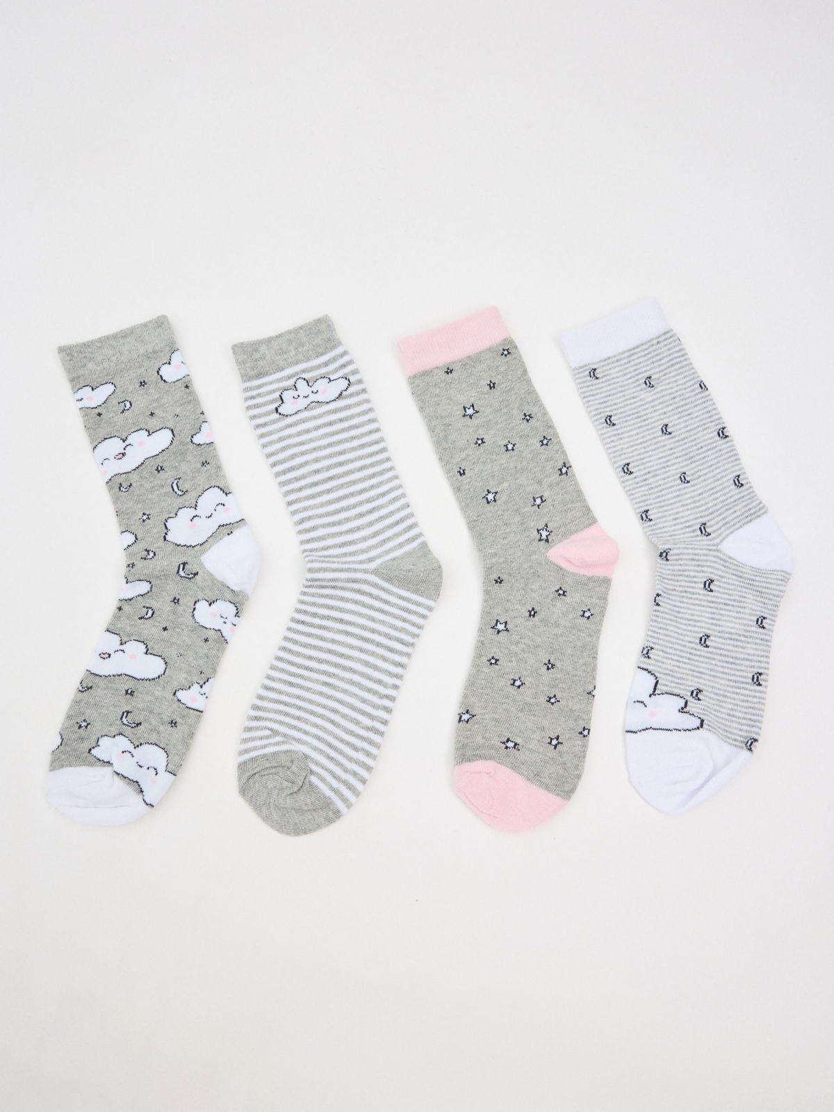 Pack of 4 fantasy print socks multicolor front view