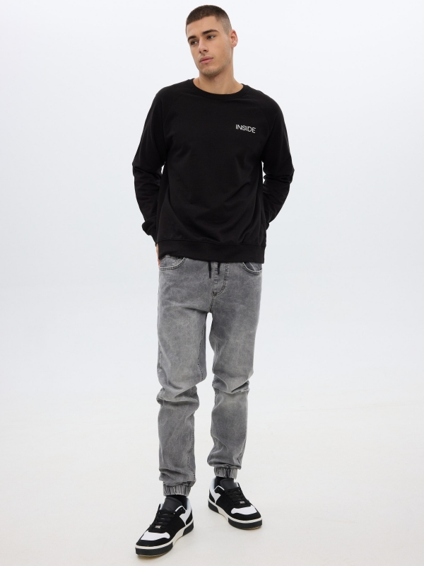 Jogger pants dark grey middle front view