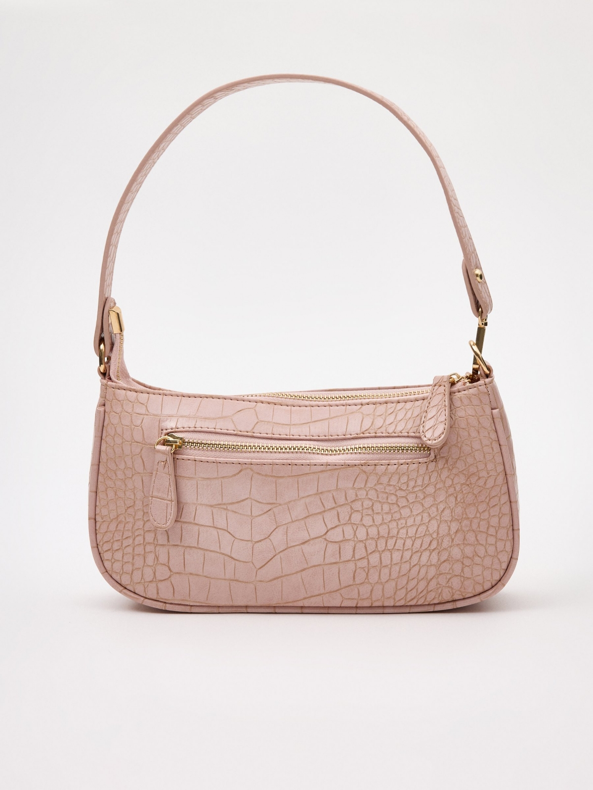 Pale pink leather effect bag pink