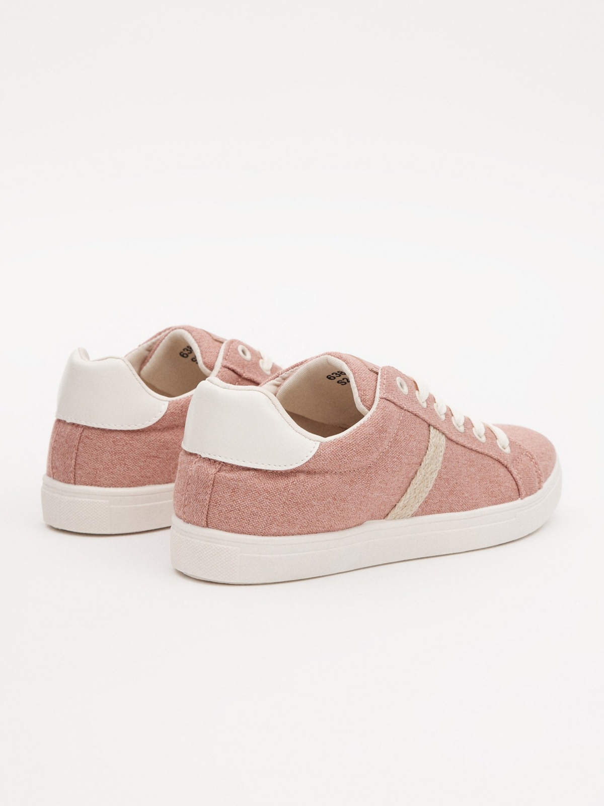 Combined canvas sneaker pink 45º back view