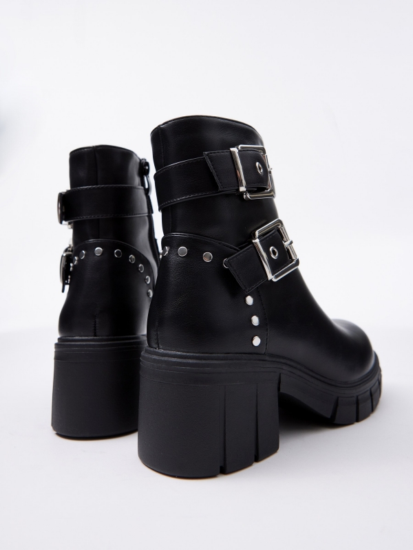 Ankle boot with track sole buckles black detail view