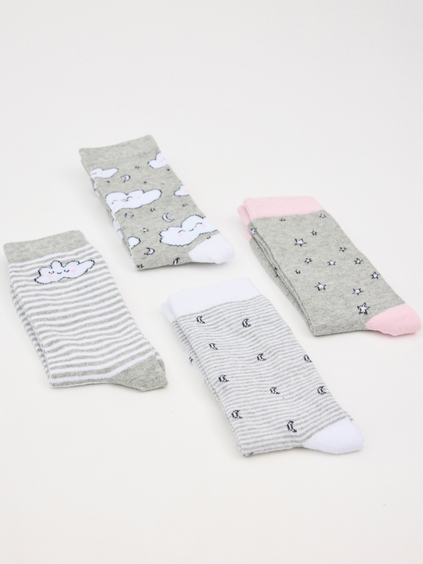 Pack of 4 fantasy print socks multicolor middle front view