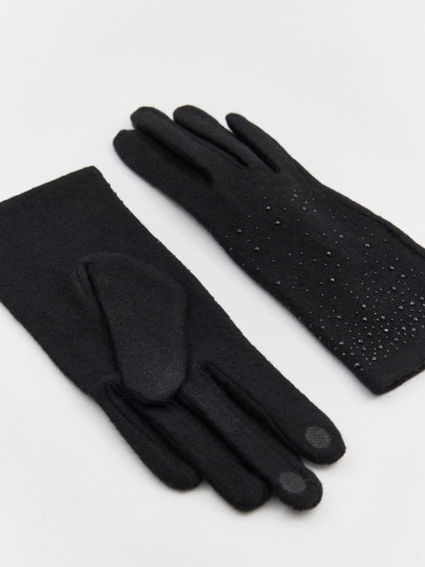 Touchscreen strass gloves black aerial view