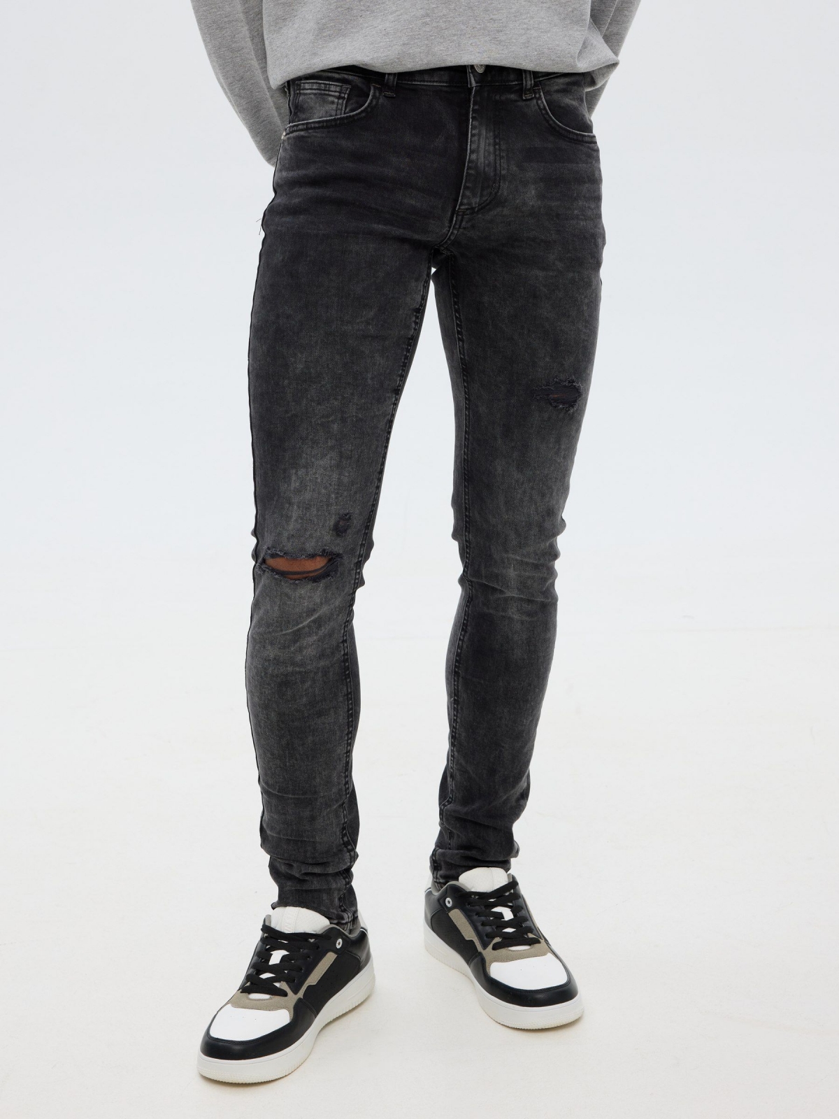 Jeans super slim gris oscuro vista media trasera