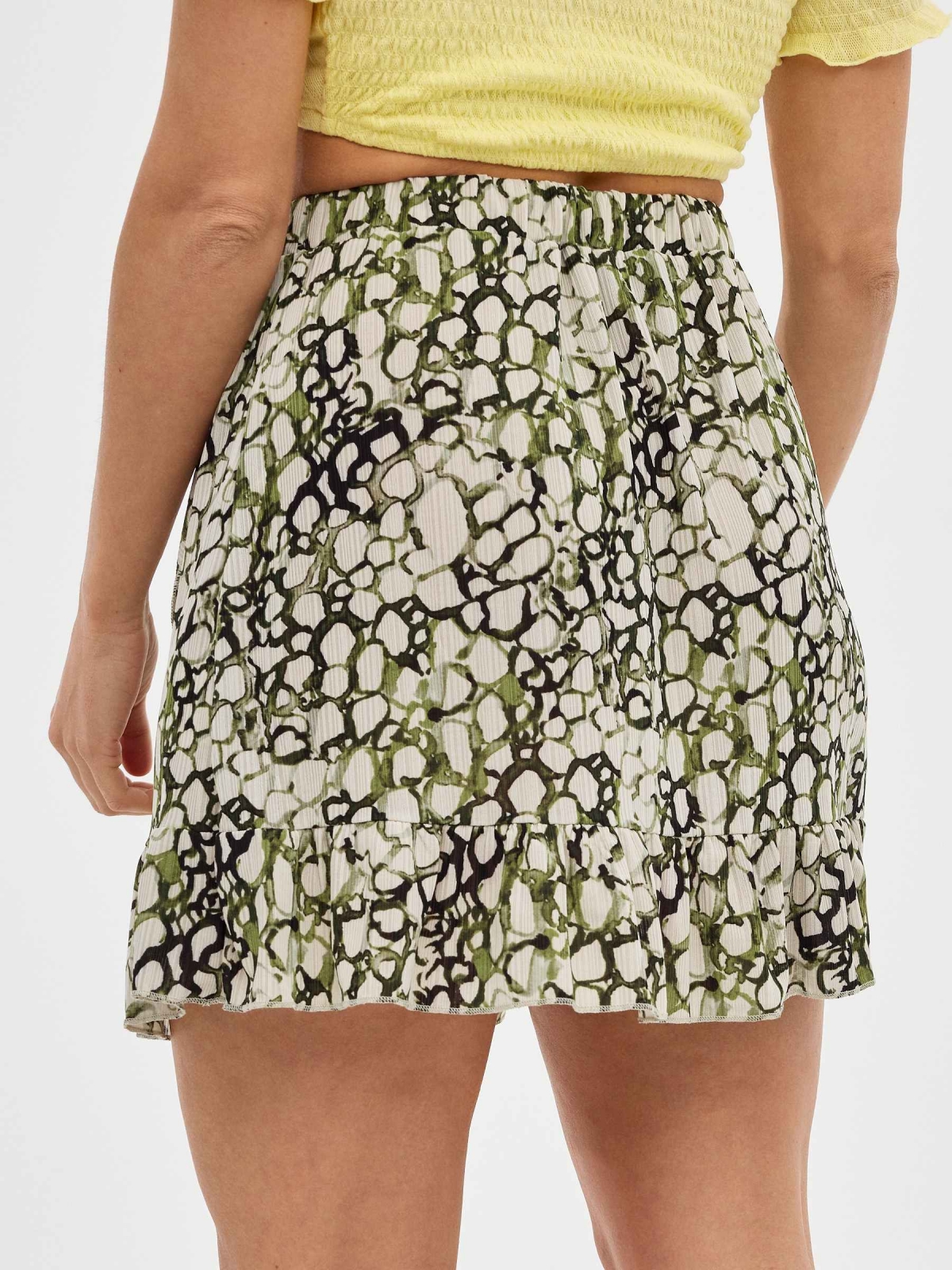 Mini print skirt with ruffle multicolor detail view