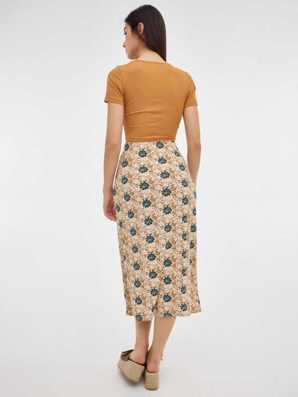 Fitted Midi Print Skirt multicolor foreground