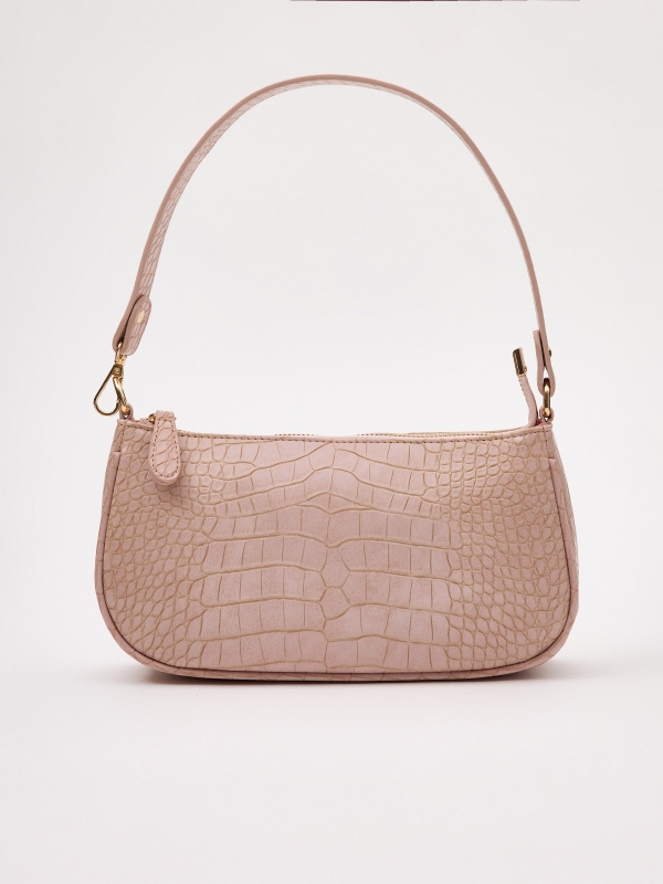 Pale pink leather effect bag pink back view