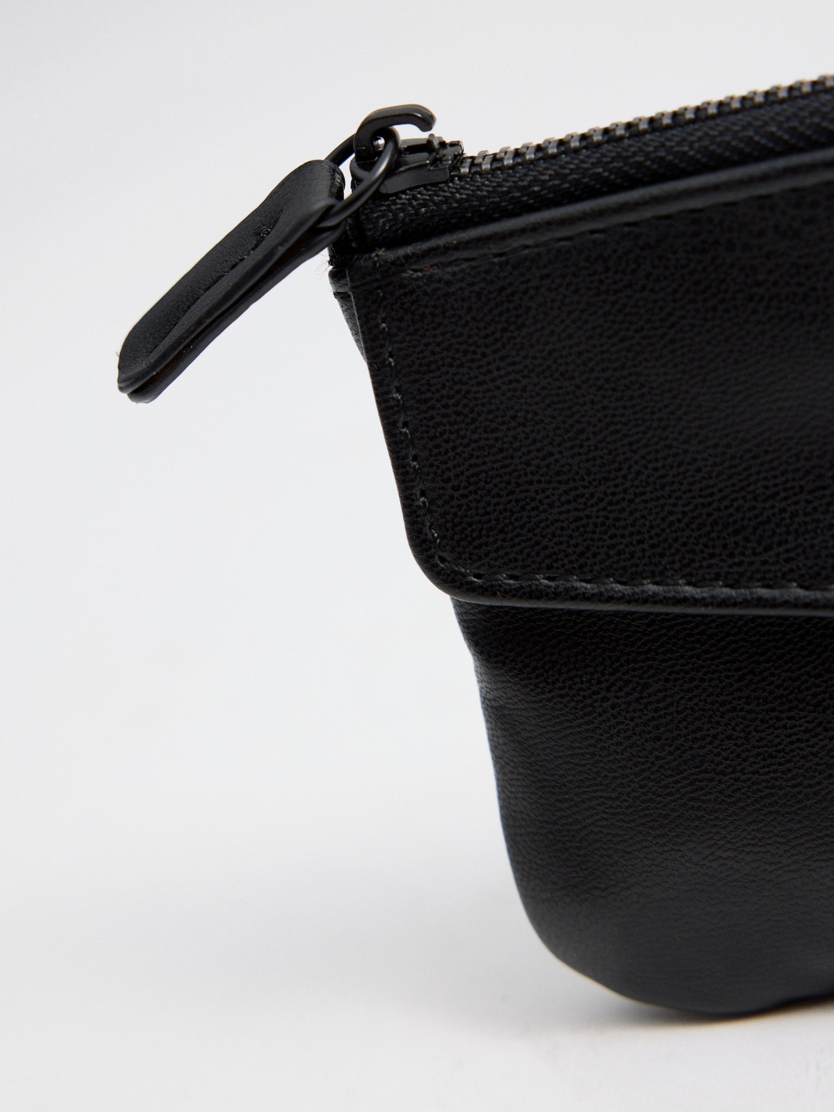 Black leather effect purse black back view