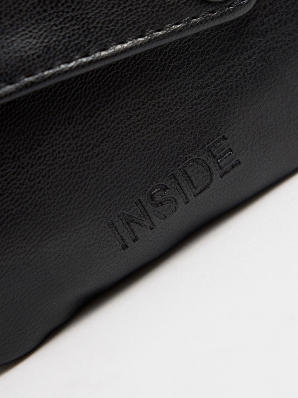 Black leather effect purse black detail view