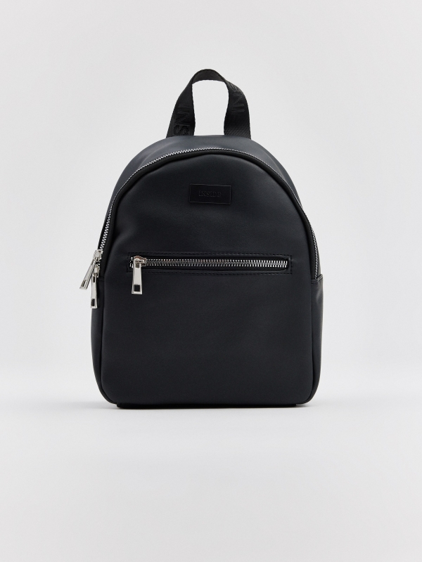 Black leather effect backpack