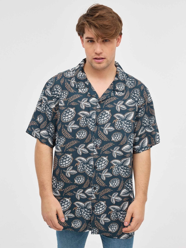 Pineapple print shirt navy middle front view