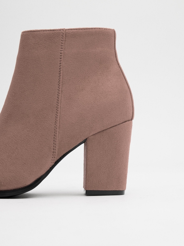 Pink high heel ankle boots pink detail view