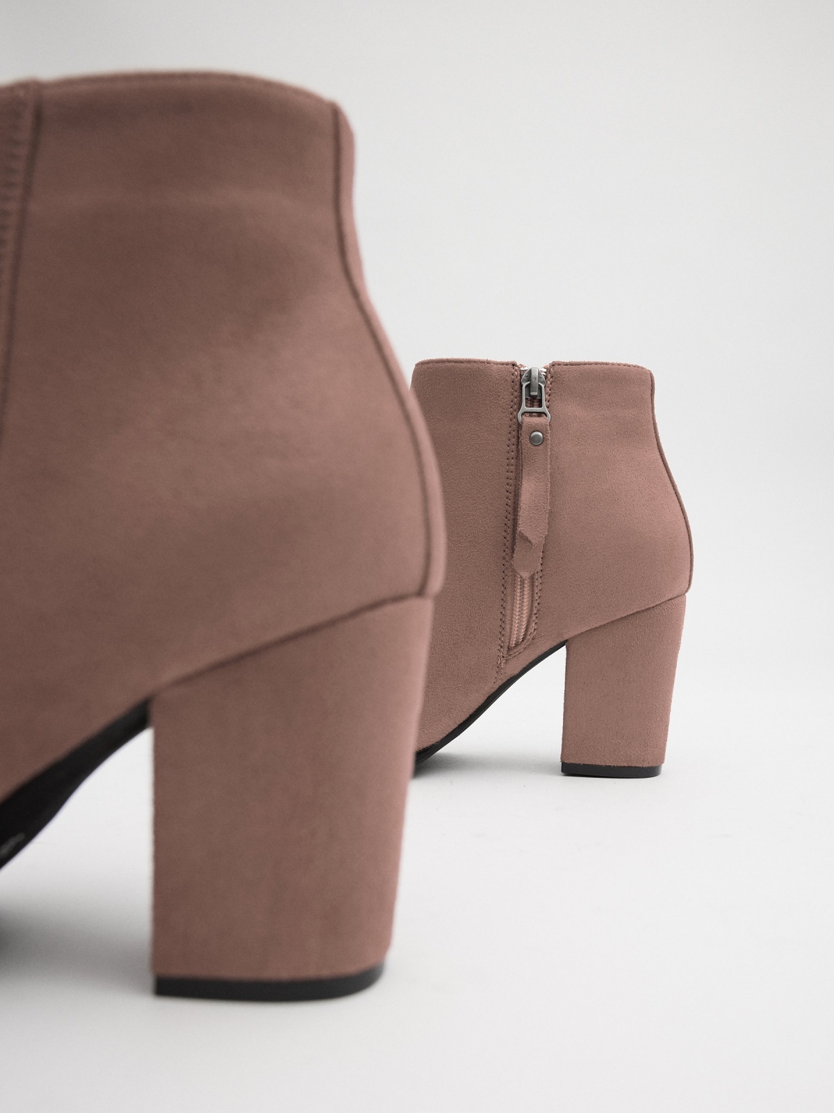 Pink high heel ankle boots pink detail view