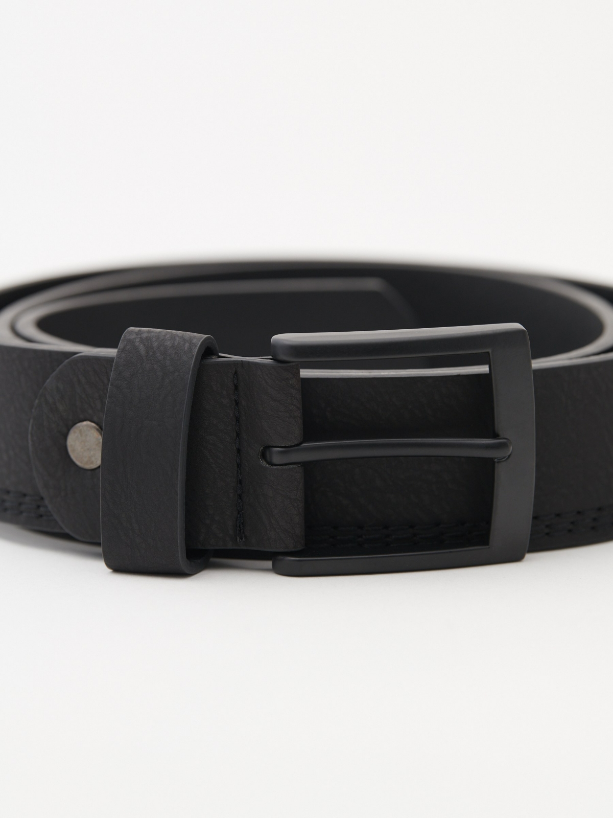 Stitching leather effect belt black vista enrollado
