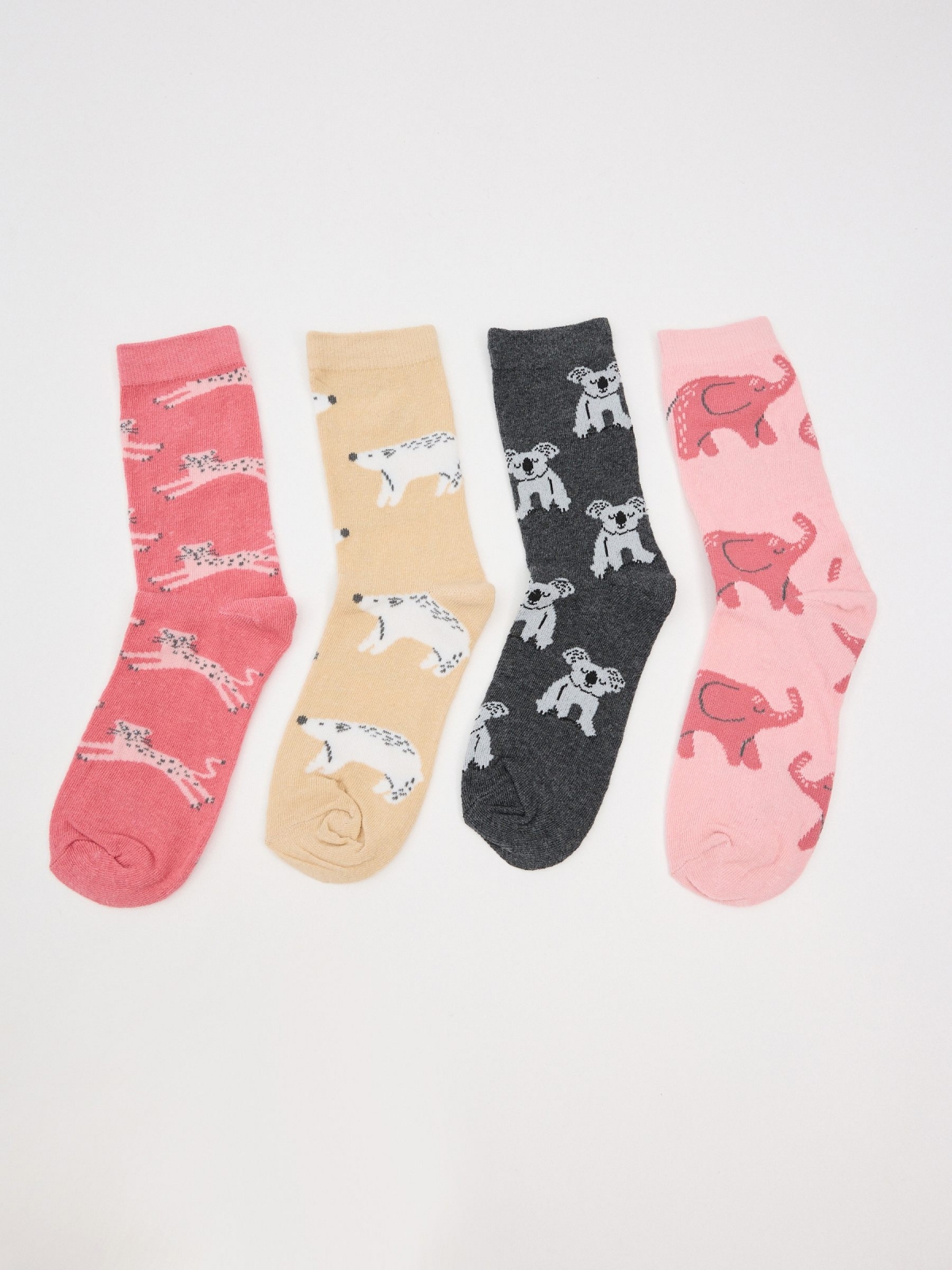Pack of 4 animal print socks multicolor front view