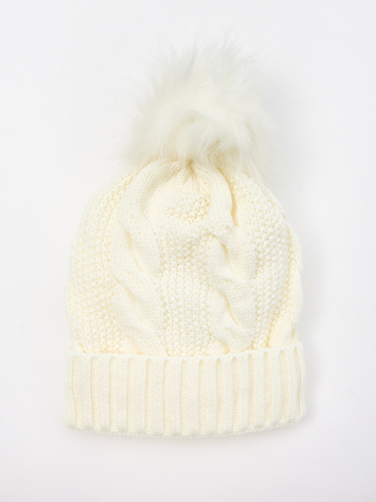White rice knitted hat beige