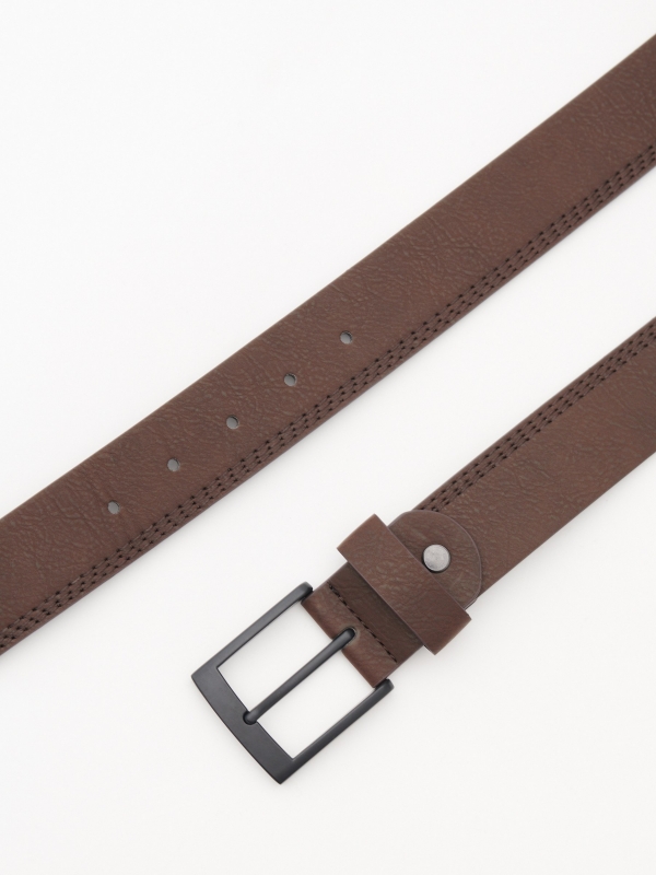 Stitching leather effect belt brown vista enrollado