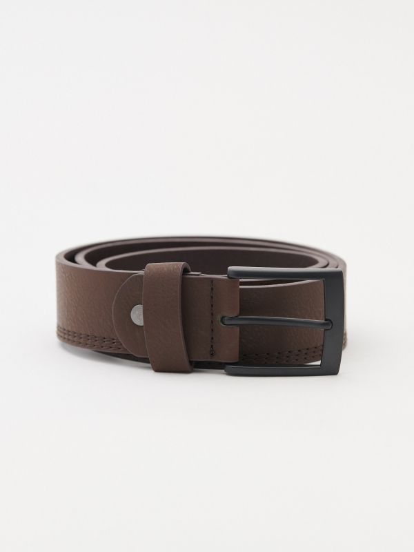 New Stitching leather effect belt brown