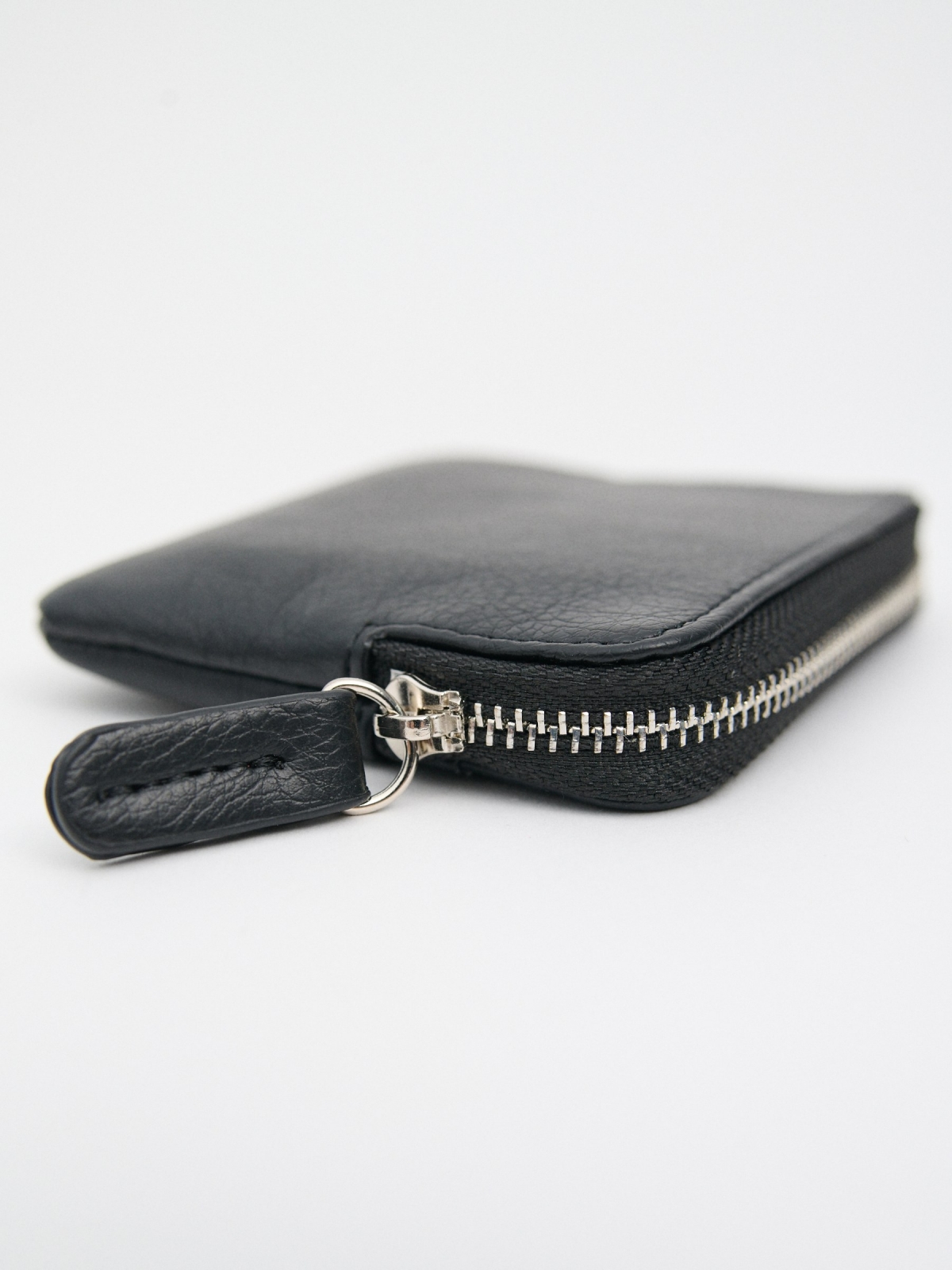 Black leather effect purse black back view