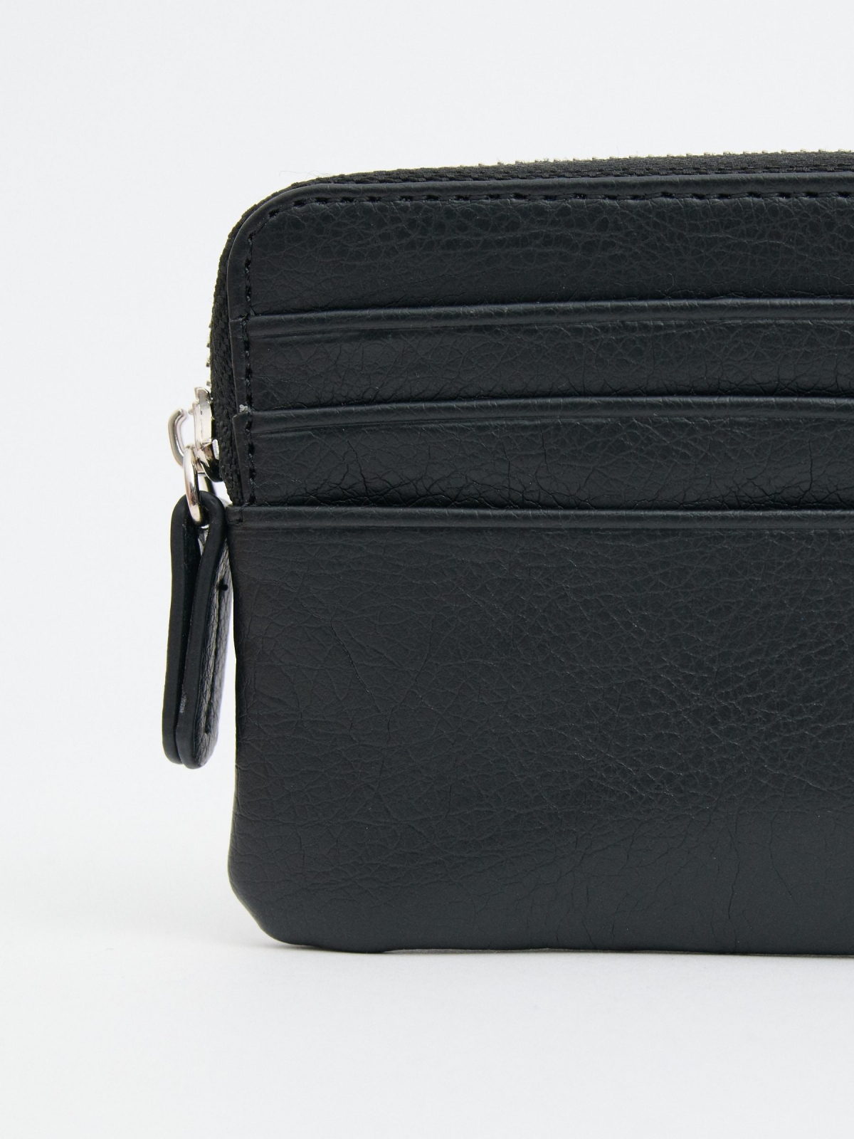 Black leather effect purse black 45º side view