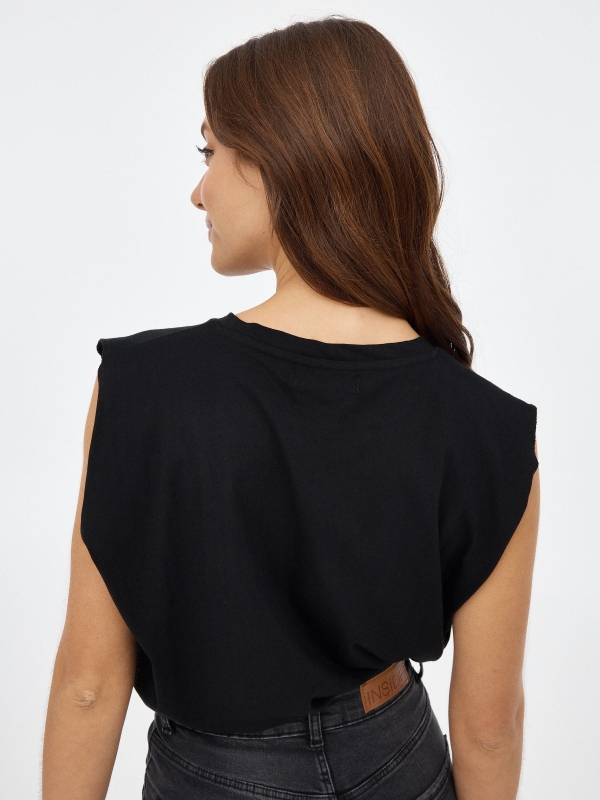 T-shirt with print black middle back view